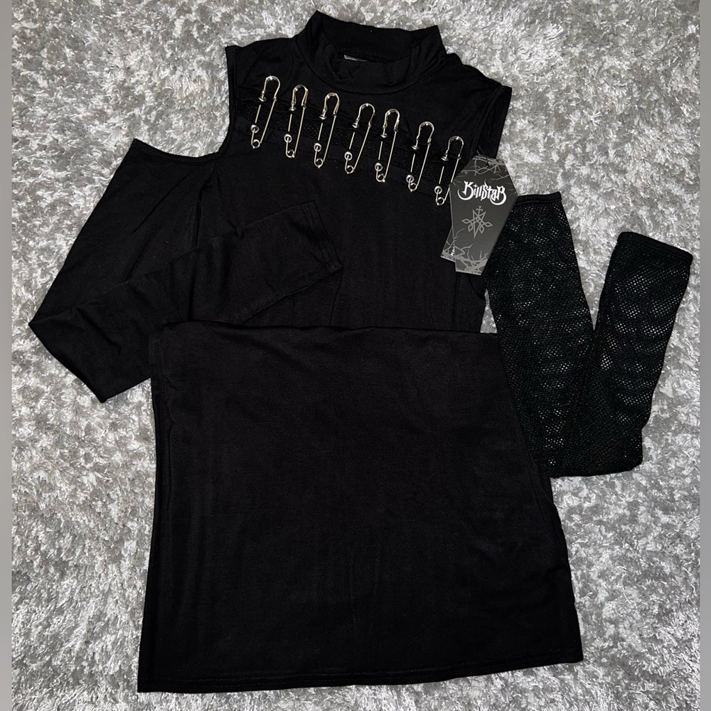 ✨NEW Killstar Zazzel Black Sleeveless Dress with Mesh Sleeves - Picture 9 of 11
